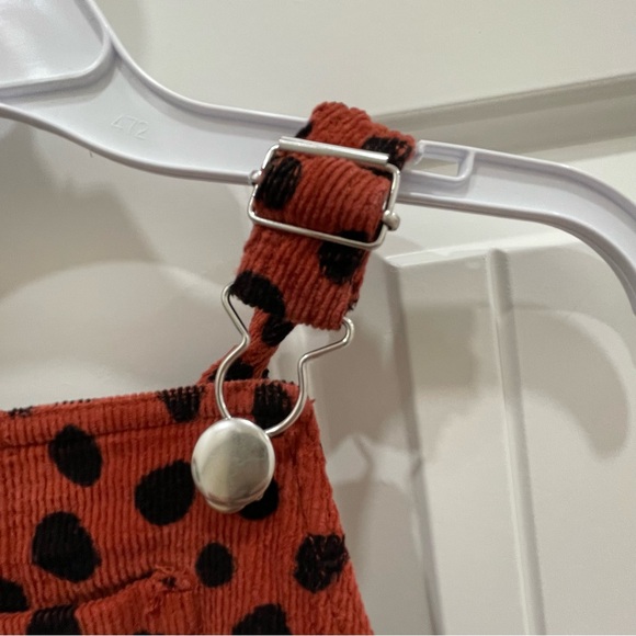 Hanna Anderson Corduroy Overalls. Animal print. Burnt Orange Size 12-18 Month - Picture 3 of 13